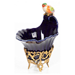 Чаша темно-синего цвета из фарфора с разноцветной птичкой Eden Garden porcelain and bronze варинант исполнения - 1 | Loft Concept в Брянске