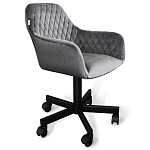 Стул с мягкой серой обивкой из велюра и подъемно-поворотным механизмом на черных колесиках Harper Gray варинант исполнения - 1 | Loft Concept в Брянске