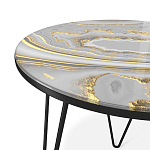 Стол журнальный c круглой столешницей из стекла серого цвета Gray and Gold Marble варинант исполнения - 3 | Loft Concept в Брянске