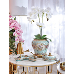 Блюдо из голубого фарфора с бронзовой ручкой в виде ветки Blue Garden варинант исполнения - 4 | Loft Concept в Брянске