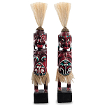 Комплект из 2-х деревянных статуэток Asmat Straw Headdress Statuettes Red Turquoise варинант исполнения - 4 | Loft Concept в Брянске