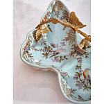 Блюдо из голубого фарфора с бронзовой ручкой в виде ветки Blue Garden варинант исполнения - 6 | Loft Concept в Брянске