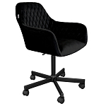 Стул с мягкой черной обивкой из велюра и подъемно-поворотным механизмом на колесиках Harper Black варинант исполнения - 1 | Loft Concept в Брянске