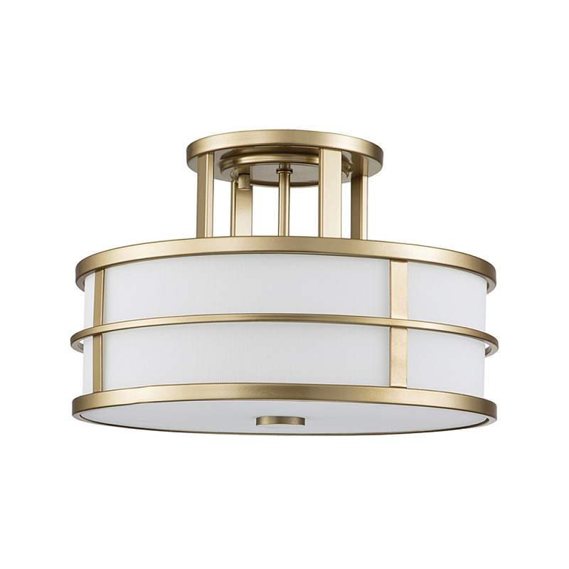 Потолочный светильник с белым матовым абажуром в металлическом каркасе Feiss Белый Латунь в Брянске | Loft Concept 