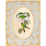 Декоративный постер с изображением птиц в раме с рельефным растительным узором Blooming Birds Poster варинант исполнения - 8 | Loft Concept в Брянске