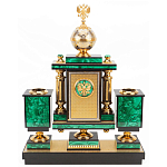 Настольный письменный набор из малахита и долерита с декором в виде герба России Leader Organizer варинант исполнения - 3 | Loft Concept в Брянске