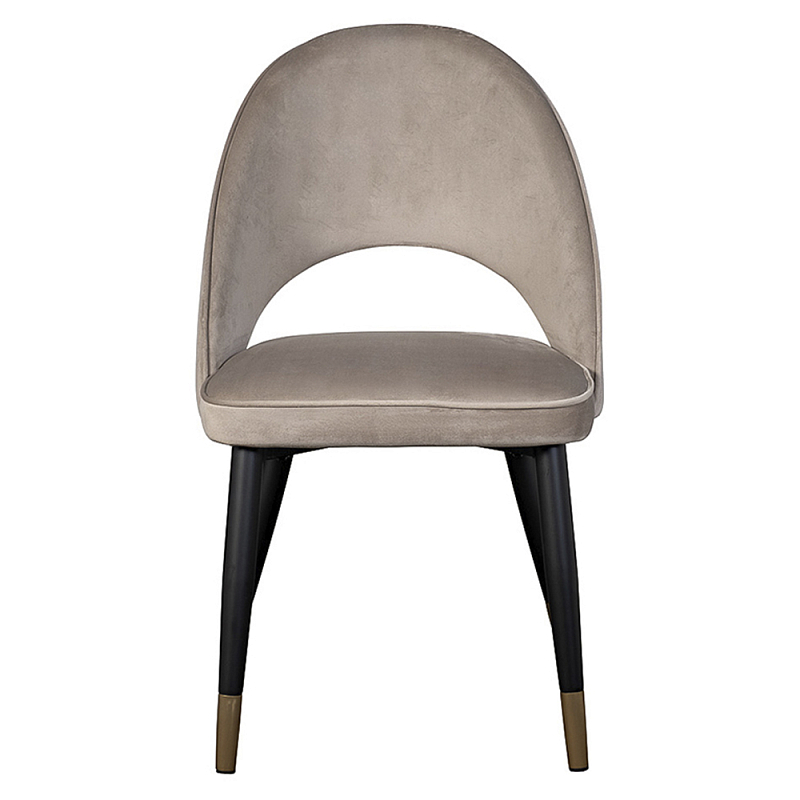 Стул велюровый серо-бежевый Schelde Gray Beige Серо-бежевый Черный в Брянске | Loft Concept 