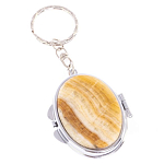 Зеркало брелок карманное двухстороннее из натурального камня Оникс Silver Stone Mirrors варинант исполнения - 1 | Loft Concept в Брянске