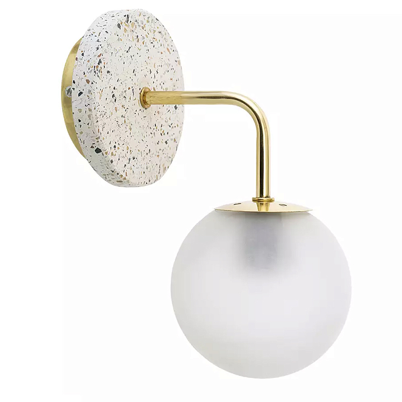 Бра с белым матовым плафоном в форме шара Round White Matte Lampshade Золотой Белое матовое стекло Бра с белым матовым плафоном в форме шара Round White Matte Lampshade Золотой Белое матовое стекло в Брянске | Loft Concept