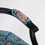 Полукресло из массива бука бирюзовое с изображением птиц и цветов Turquoise Chinoiserie Garden Chair варинант исполнения - 3 | Loft Concept в Брянске