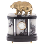 Часы настольные бронзовые с декором в виде медведя Bear Stone Clock варинант исполнения - 1 | Loft Concept в Брянске