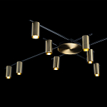 Потолочный светильник с 10-ю цилиндрическими плафонами цвета латунь TRIBES CHANDELIER варинант исполнения - 4 | Loft Concept в Брянске