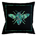 Подушка декоративная пчела с бирюзовым узором Ikat Pattern варинант исполнения - 1 | Loft Concept в Брянске