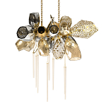 Люстра подвесная с 18-ю стеклянными плафонами с вертикальными подвесками Gilded Mirage  варинант исполнения - 1 | Loft Concept в Брянске