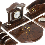 Настольный письменный набор с часами из природного камня обсидиана Competent Leader варинант исполнения - 4 | Loft Concept в Брянске