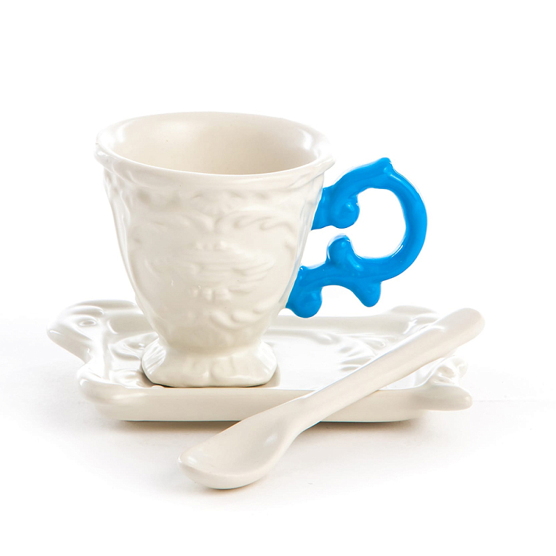 Кофейная пара Seletti I-Coffee Blue Белый Голубой в Брянске | Loft Concept 