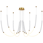 Люстра подвесная с 6-ю изогнутыми плафонами и белыми декоративными шариками PEARLS Suspension варинант исполнения - 4 | Loft Concept в Брянске