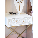 Приставной столик с выдвижным ящиком  White Table Carved Pattern варинант исполнения - 7 | Loft Concept в Брянске