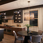 Люстра цвета латунь с 6-ю лампами свечами внутри цилиндрического абажура из черных металлических реек Kichler варинант исполнения - 7 | Loft Concept в Брянске