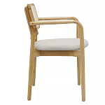 Стул обеденный с мягким сиденьем и спинкой из плетеного ротанга Wood and Textile Chair варинант исполнения - 2 | Loft Concept в Брянске