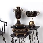 Ваза черного цвета из фарфора с золотистым узором и бронзовыми элементами Eden Garden porcelain and bronze варинант исполнения - 5 | Loft Concept в Брянске