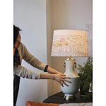 Настольная лампа с принтом на белом тканевом абажуре Roof Garden Lamp варинант исполнения - 5 | Loft Concept в Брянске