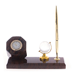 Настольный письменный набор с глобусом и ручкой из натурального обсидиана World Globe варинант исполнения - 1 | Loft Concept в Брянске