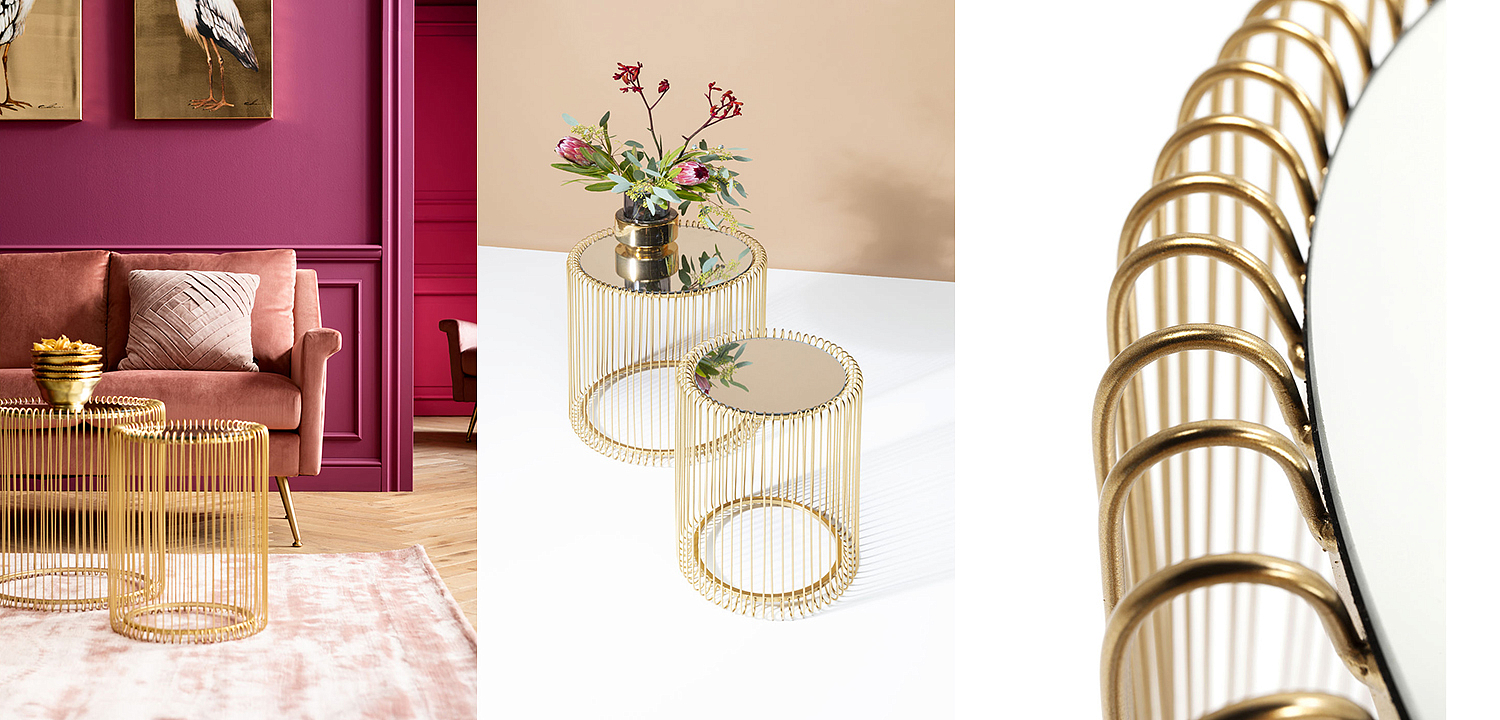 Комплект приставных столов Mirror Surface Brass Tables Комплект приставных столов Mirror Surface Brass Tables - Loft-Concept в Брянске