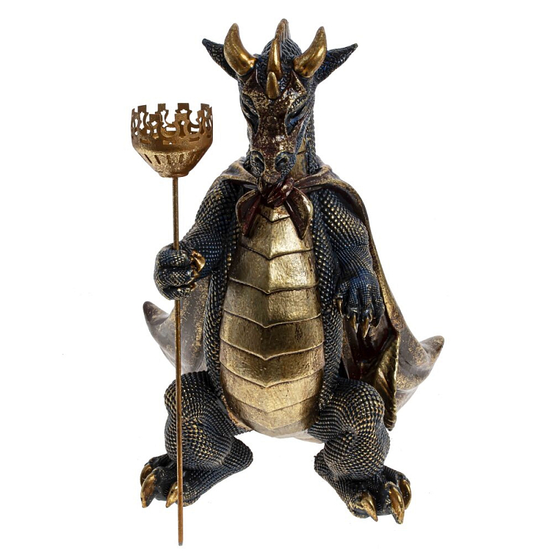 Подсвечник в виде дракона Dragon candlestick Brown Gold Коричневый Золотой Темно-синий Подсвечник в виде дракона Dragon candlestick Brown Gold Коричневый Золотой Темно-синий в Брянске | Loft Concept