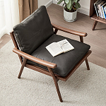 Кресло c каркасом из массива дерева и мягкой кожаной обивкой Walnut Armchair варинант исполнения - 2 | Loft Concept в Брянске