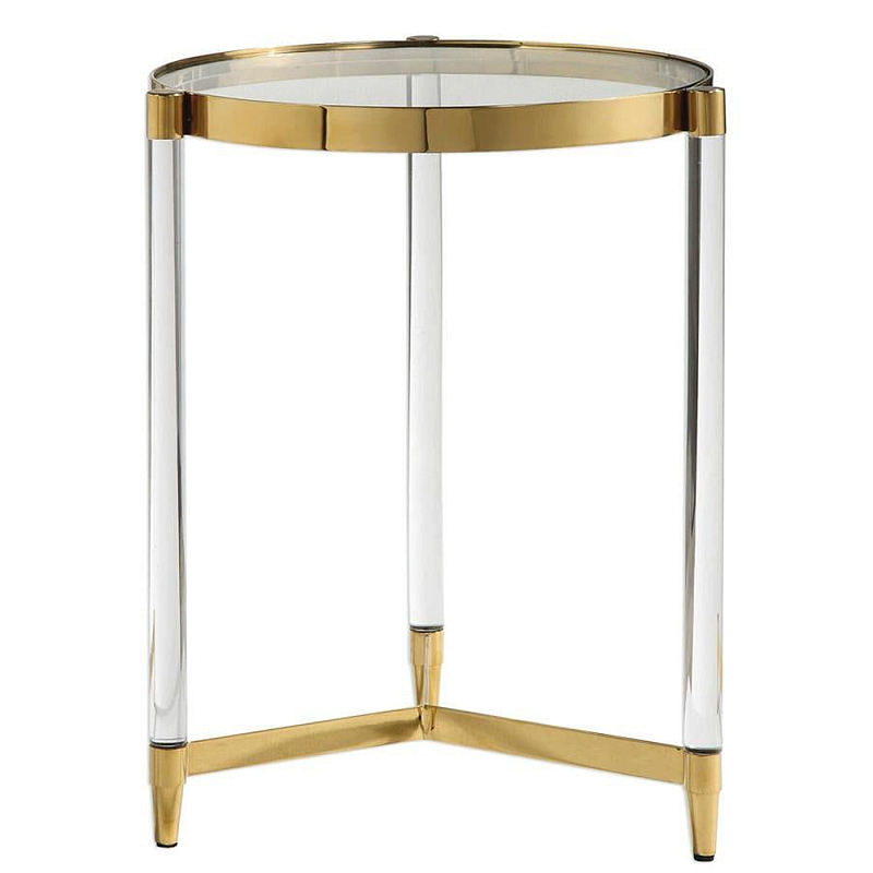 Золотой приставной столик с круглой стеклянной столешницей Weightless Table Золотой Прозрачный Золотой приставной столик с круглой стеклянной столешницей Weightless Table Золотой Прозрачный в Брянске | Loft Concept