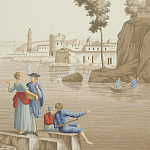 Обои ручная роспись Views of Italy Azure on Sepia варинант исполнения - 2 | Loft Concept в Брянске