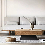 Дизайнерский журнальный стол квадратный с черным трапециевидным основанием Wokab варинант исполнения - 1 | Loft Concept в Брянске