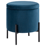Синий пуф на черных ножках SANJAY варинант исполнения - 1 | Loft Concept в Брянске