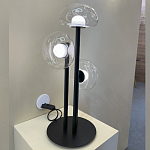 Настольная лампа с тремя прозрачными куполообразными плафонами и черным металлическим основанием Flos Wireline Lighting варинант исполнения - 5 | Loft Concept в Брянске