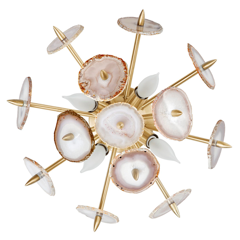 Бра Emporium Natural Agate Burst Sconce Brass Латунь Белый Розовый пастельный Бра Emporium Natural Agate Burst Sconce Brass Латунь Белый Розовый пастельный в Брянске | Loft Concept