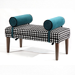 Банкетка Banquette PIED DE POULE с принтом гусиная лапка и синими подлокотниками  варинант исполнения - 2 | Loft Concept в Брянске