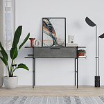 Консоль напольная серая с выдвижным ящиком и 2-мя полками с белой столешницей OTIS CONSOLE RETRO GRAY варинант исполнения - 1 | Loft Concept в Брянске