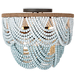 Круглый потолочный светильник с подвесками из круглых деревянных бусин Ombre Wooden Beads Blue Ceiling Lamp варинант исполнения - 2 | Loft Concept в Брянске