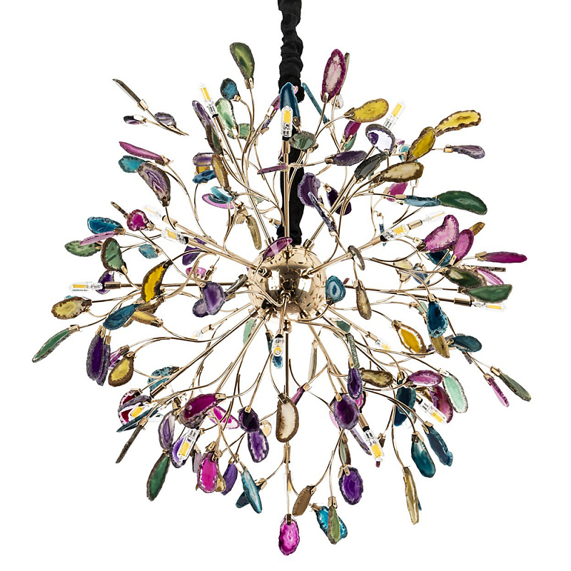 Люстра с декором разноцветный агат Multicolored Agate Chandelier 18 Глянцевое золото Мульти Люстра с декором разноцветный агат Multicolored Agate Chandelier 18 Глянцевое золото Мульти в Брянске | Loft Concept