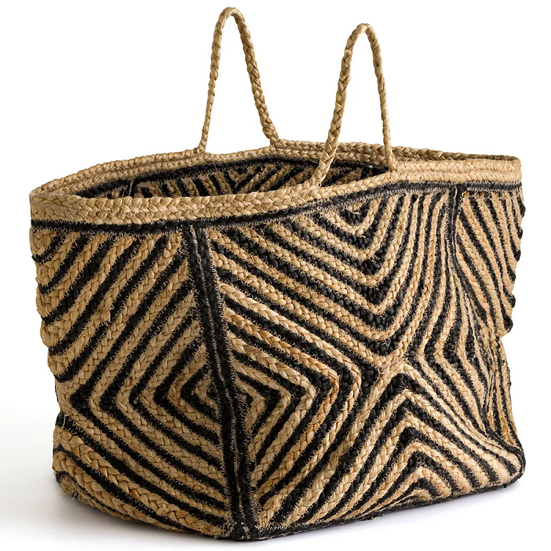 Плетеная мягкая корзина Kito Wicker Basket Бежевый Черный Плетеная мягкая корзина Kito Wicker Basket Бежевый Черный в Брянске | Loft Concept