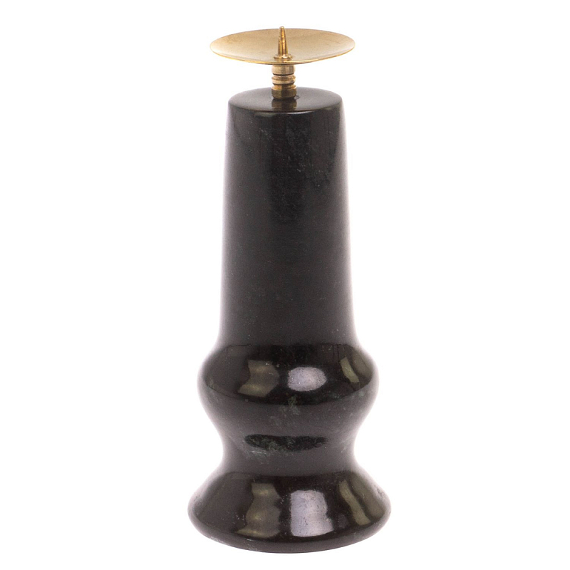 Подсвечник из натурального камня змеевик чёрного цвета Stone Candlestick Черный Золотой Подсвечник из натурального камня змеевик чёрного цвета Stone Candlestick Черный Золотой в Брянске | Loft Concept