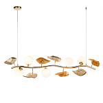 Люстра линейная на золотистом каркасе с белыми стеклянными плафонами Zest of Light варинант исполнения - 1 | Loft Concept в Брянске