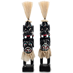 Комплект из 2-х деревянных статуэток Asmat Straw Headdress Statuettes Black Turquoise варинант исполнения - 1 | Loft Concept в Брянске