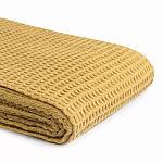 Плед из шерсти цвета охры с бахарамой Waffle Comfort варинант исполнения - 3 | Loft Concept в Брянске