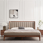 Кровать двуспальная с мягким изголовьем Moon Walnut Bed варинант исполнения - 3 | Loft Concept в Брянске