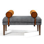 Банкетка Banquette PIED DE POULE Orange с принтом гусиная лапка Оранжевые валики варинант исполнения - 1 | Loft Concept в Брянске