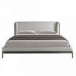 Кровать двуспальная серая с мягким изголовьем из экокожи и ткани Modern Look варинант исполнения - 3 | Loft Concept в Брянске