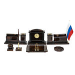 Настольный письменный набор с часами из природного камня обсидиана  Gift for Manager варинант исполнения - 1 | Loft Concept в Брянске