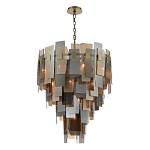 Люстра с многослойными стеклянными панелями янтарного и дымчатого цвета Textured Glass Chandelier варинант исполнения - 3 | Loft Concept в Брянске